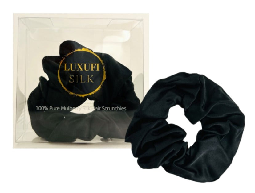 Black Mulberry Silk Hair Scrunchie