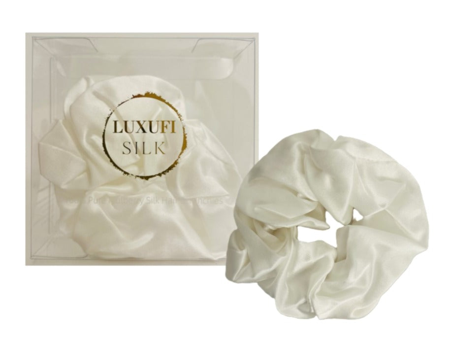 Ivory Mulberry Silk Hair Scrunchie
